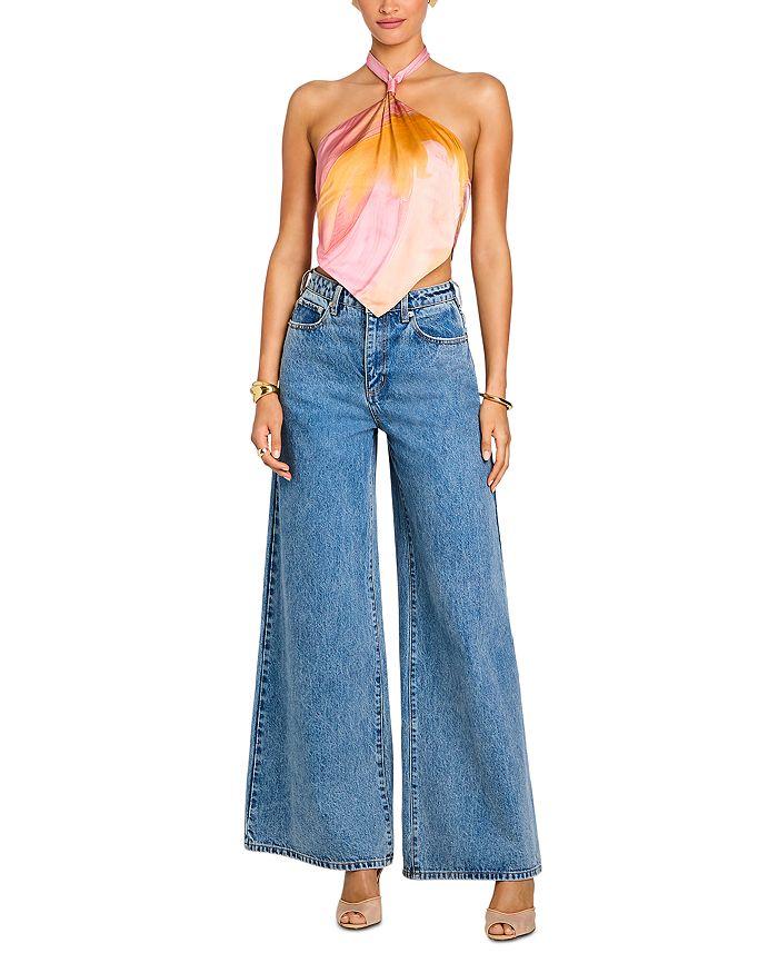 retrofête Jamie Printed Brushstroke Halter Top