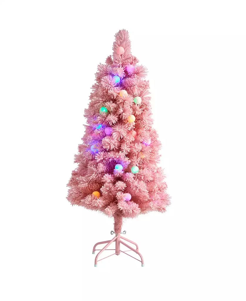 NEARLY NATURAL Holiday Frosted Cashmere Artificial Christmas Tree with 30 Jumbo Globe LED Lights, 4