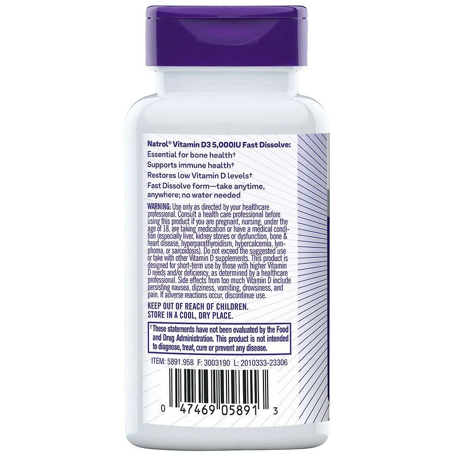 Natrol Vitamin D3 5,000 IU Fast Dissolve Strawberry 7