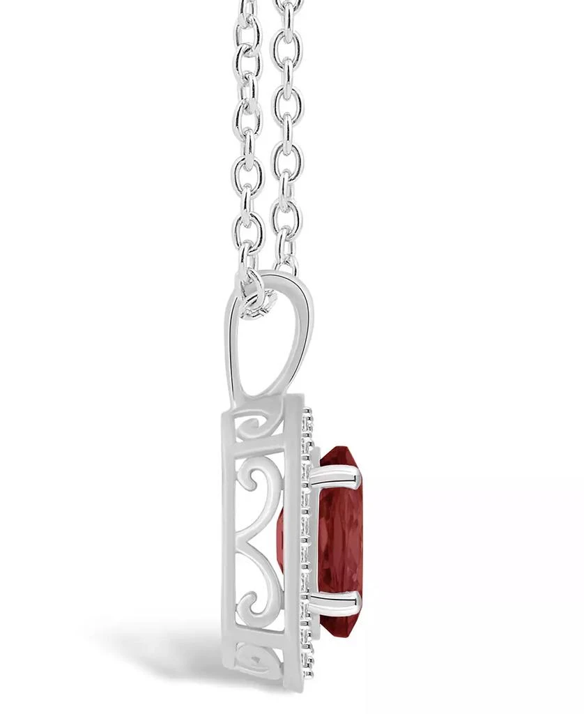 Macy's Garnet (1-1/2 ct. t.w.) and Diamond (1/8 ct. t.w.) Halo Pendant Necklace in Sterling Silver 3