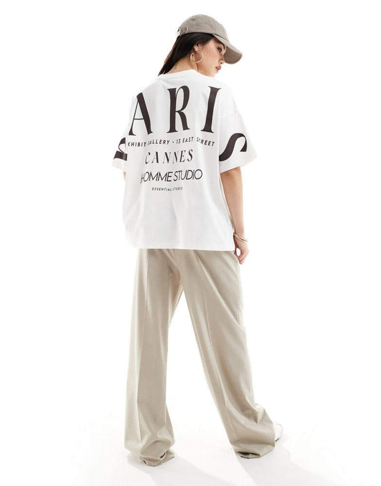 ASOS ASOS DESIGN oversized t-shirt with paris stacked back graphic in cream 3