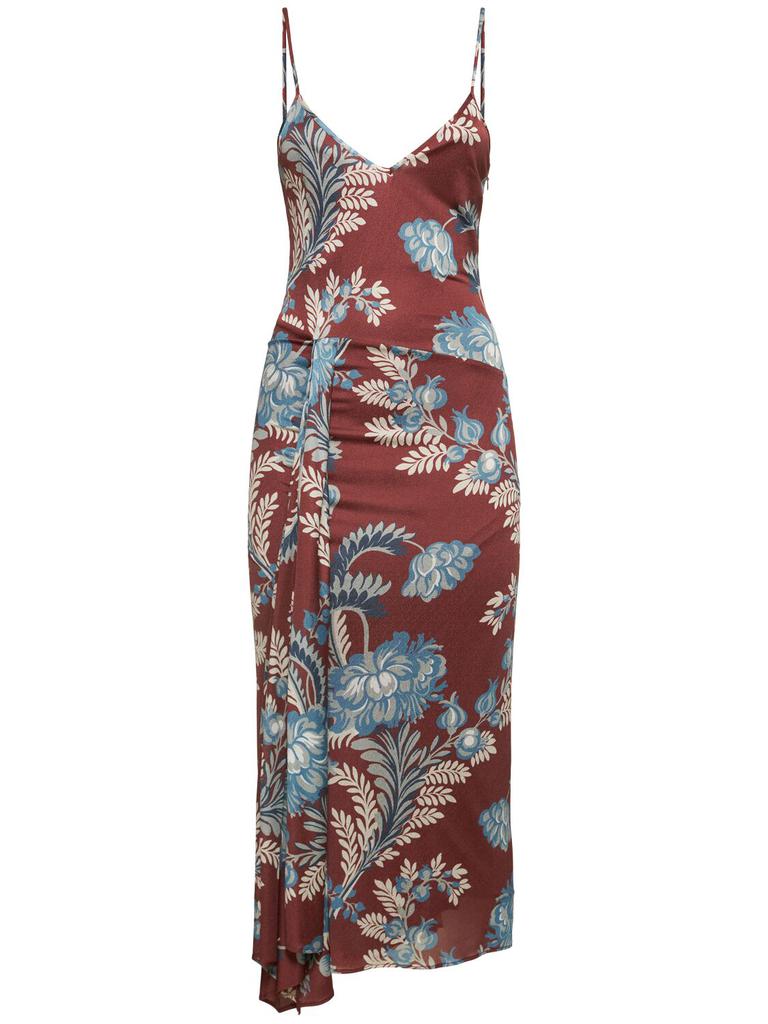関税込【ETRO】Asymmetrical printed maxi dress ETRO One-shoulder belted printed satin-jacquard maxi dress