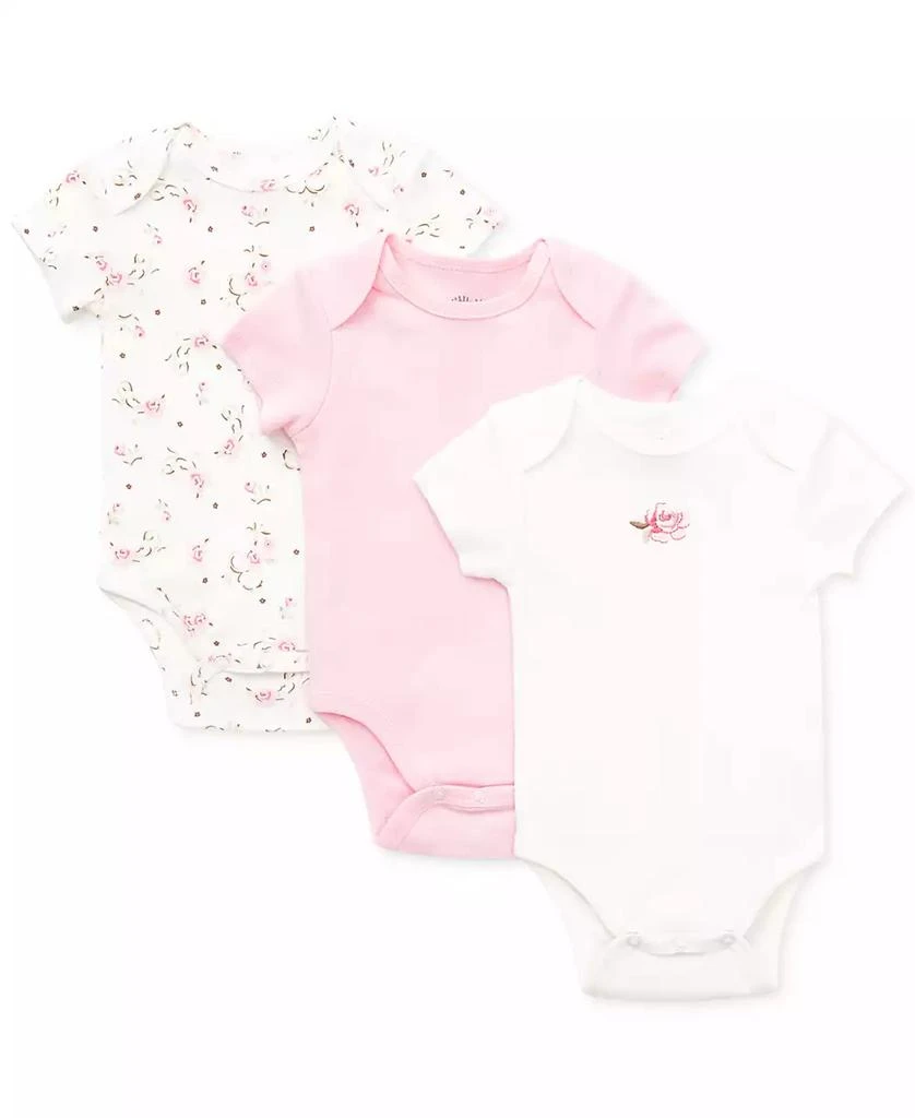 Little Me Baby Girls Vintage Rose Bodysuits, Pack of 3 1