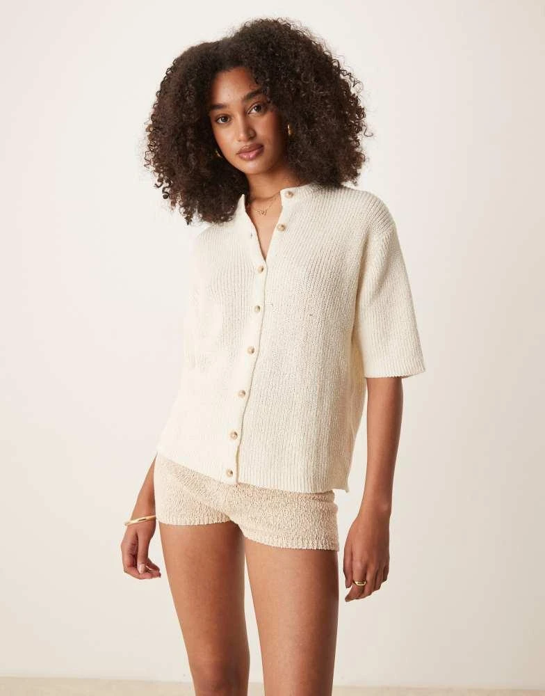 ASOS ASOS DESIGN short sleeve boucle cardigan in cream