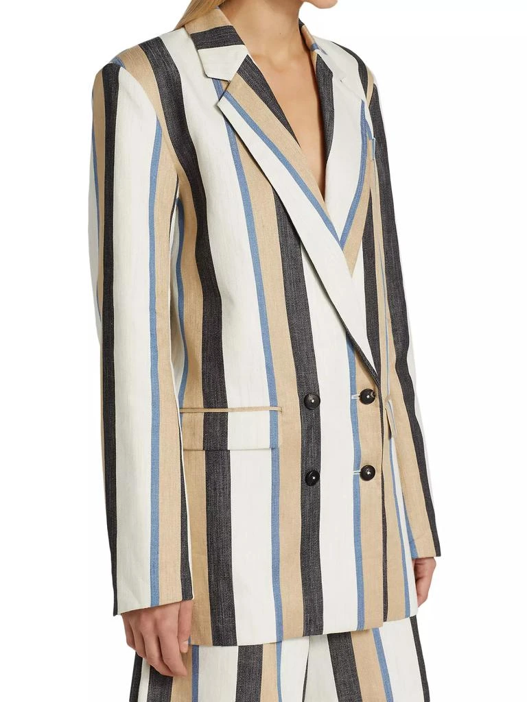 Co Double-Breasted Striped Linen Blazer 4