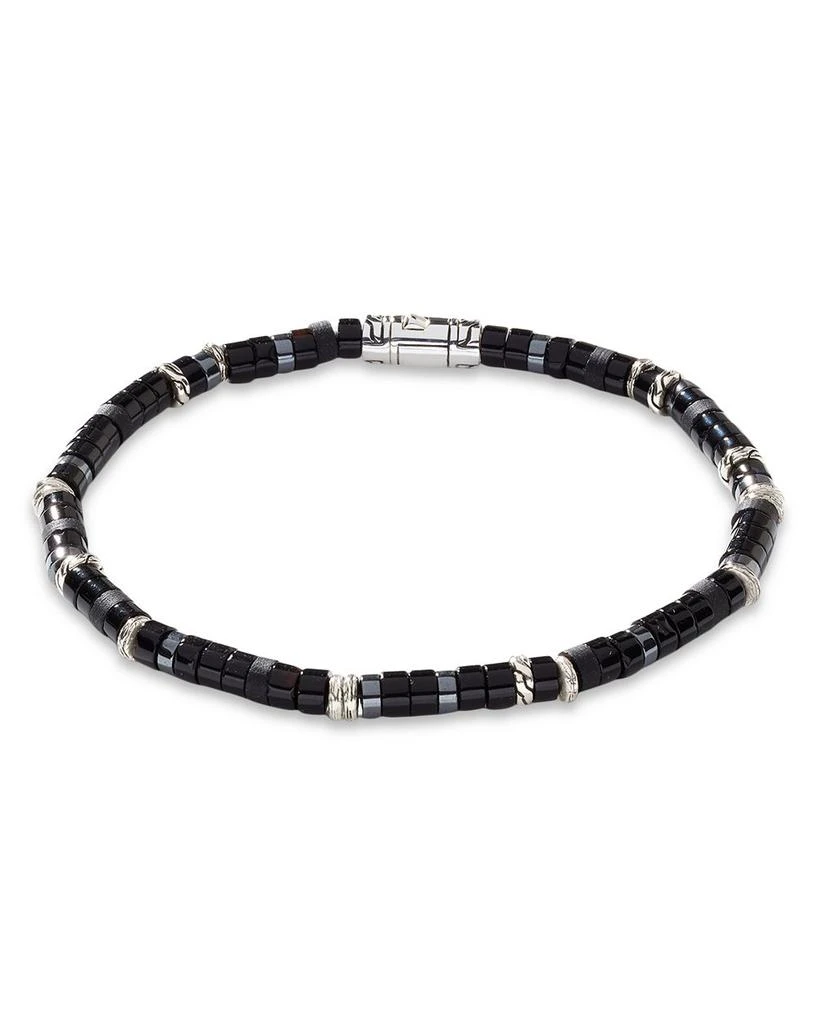 John Hardy Men
s Sterling Silver Classic Chain Onyx 
Hematite Bead Heishi Bracelet 1