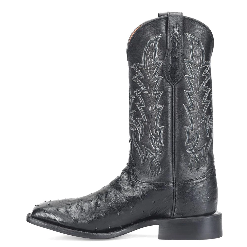 Justin Boots Rancher 12 Inch Full Quill Ostrich Embroidered Square Toe Cowboy Boots 3