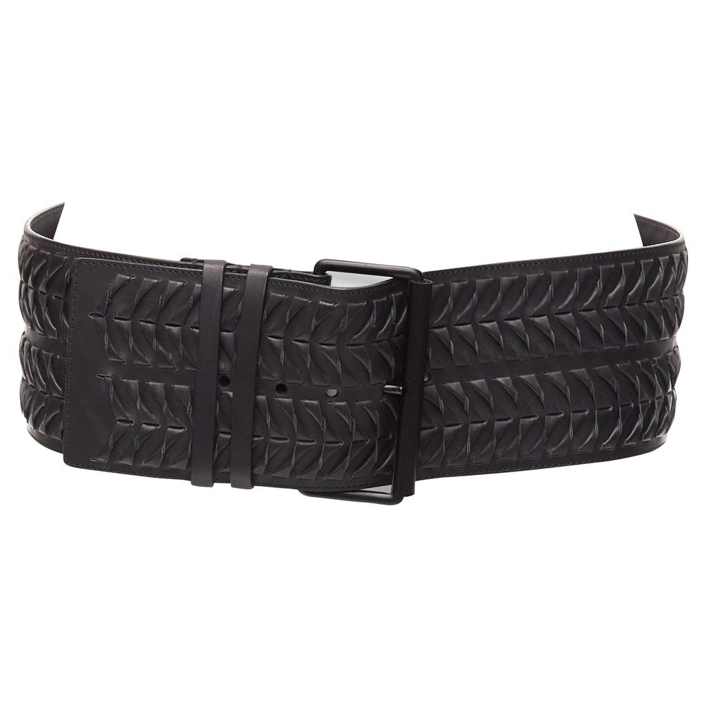 haider ackermann leather woven wide buckle oversized belt