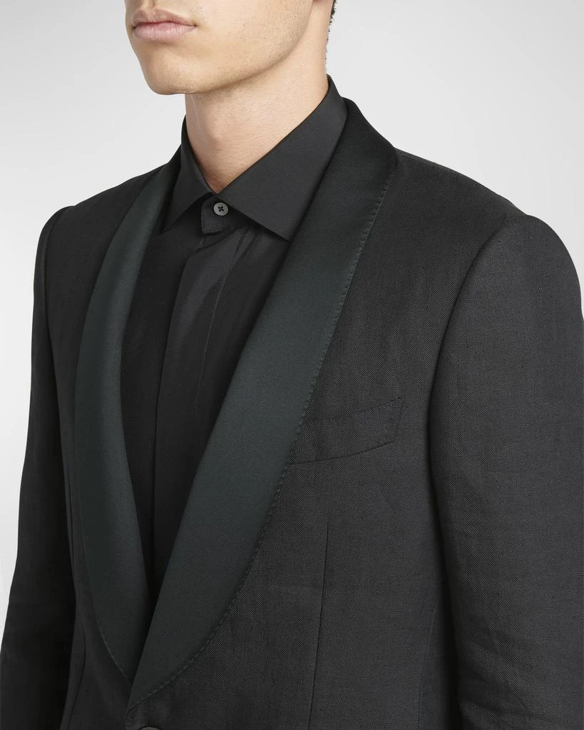 Zegna Men's Shawl-Collar Linen Tuxedo 4