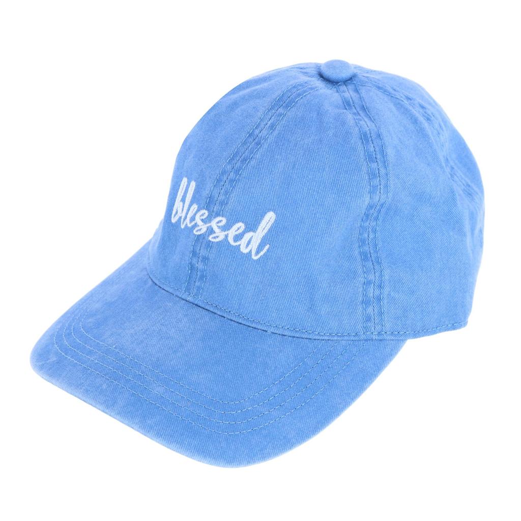 David & Young Women's Blessed Embroidered Denim Baseball Cap Hat