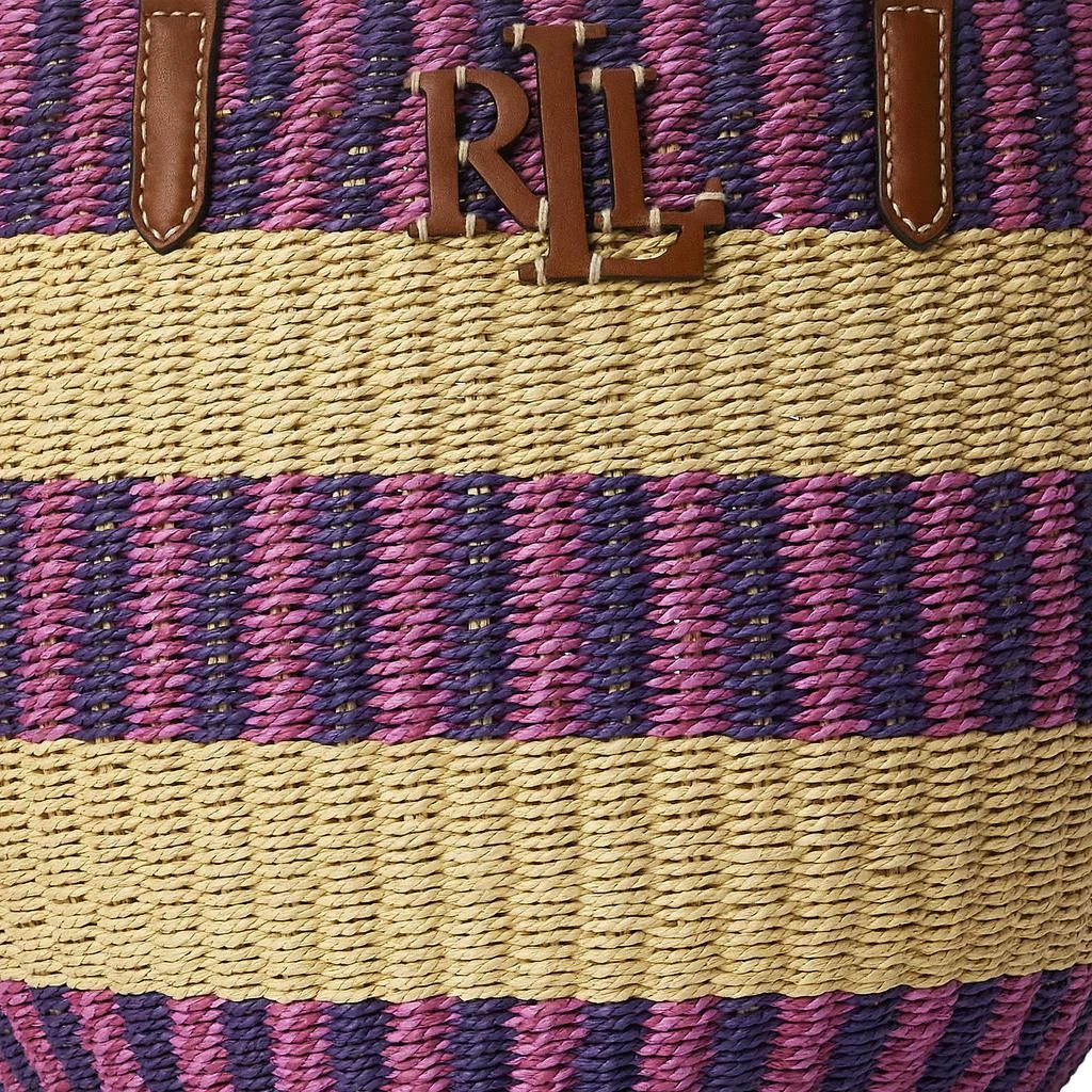 Lauren Ralph Lauren Striped Straw Medium Hartley Tote Bag 5