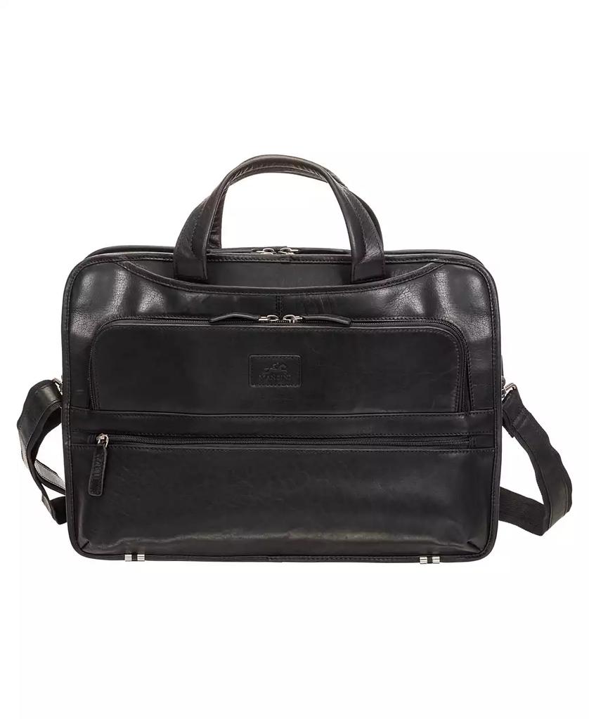 Mancini Leather Goods Men's Buffalo Triple Compartment Briefcase for 15.6" Laptop and Tablet