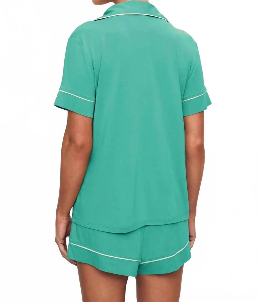 Eberjey Gisele Relaxed Short Pajama Set In Smokey Olive/ivory 2