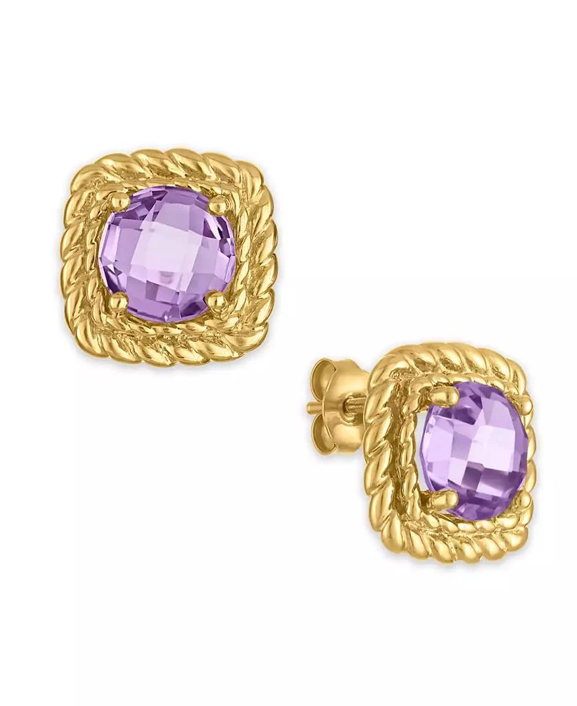 Macy
s Pink Amethyst (3 ct. t.w.) Braided Stud Earrings in 14k Gold Over Sterling Silver