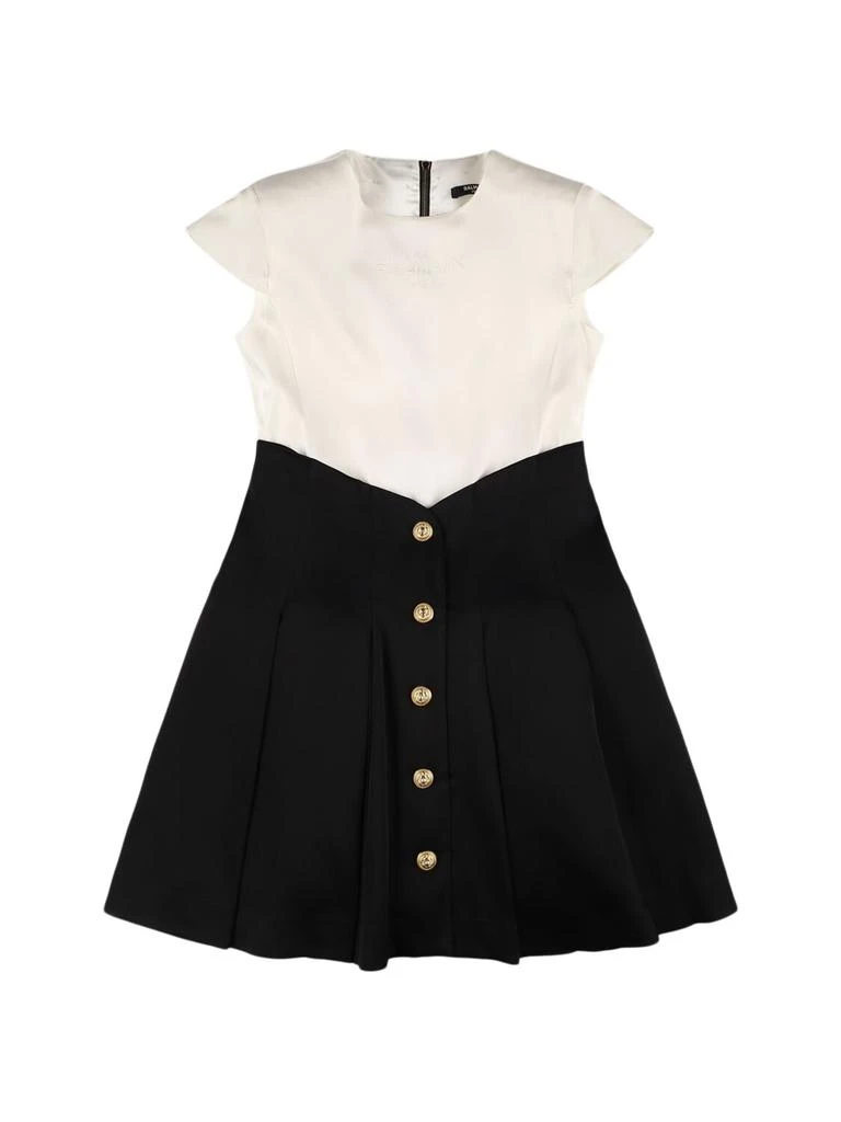 Balmain Two-tone Cady Dress W/ Buttons 1