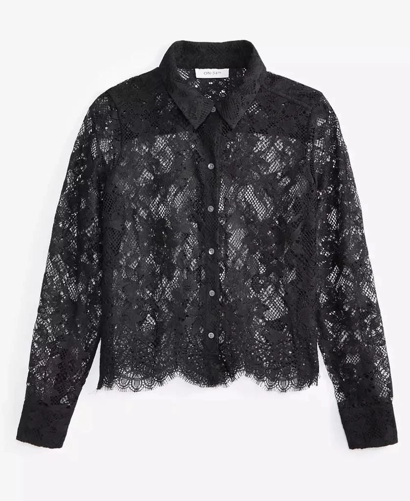 On 34th Women's Lace Button-Front Long-Sleeve Shirt, Created for Macy's 5