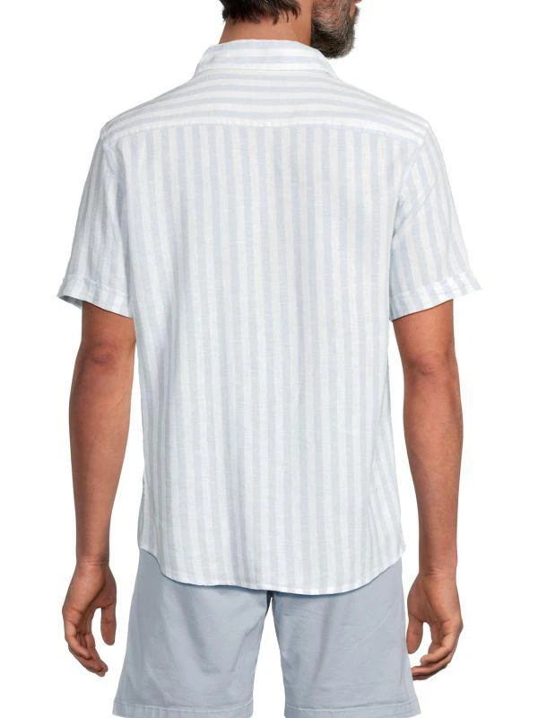 Saks Fifth Avenue Linen Blend Cabana Stripe Short Sleeve Shirt 2