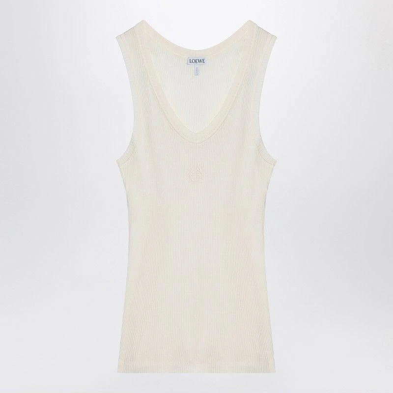 Loewe WHITE SILK TANK TOP WITH ANAGRAM LOGO 1
