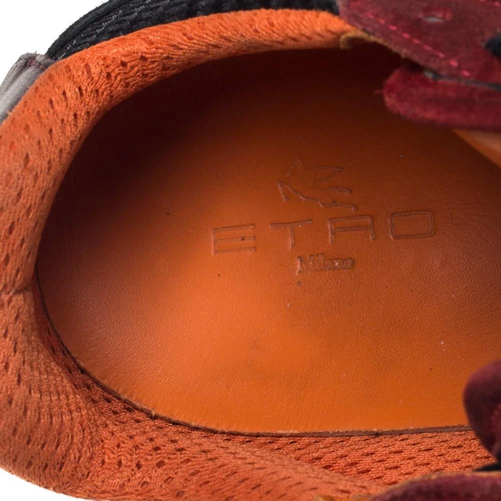 ETRO Etro Multicolor Paisley Fabric And Suede Lace Up Sneakers Size 38 7