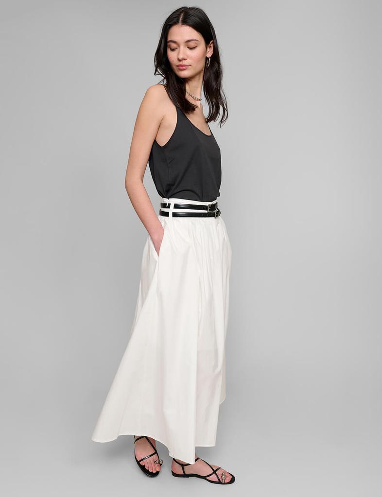 スカート Siyazu SIST9038 T/N Belted Skirt_White Tailored Full Skirted Belted Maxi Skirt | Karen Millen