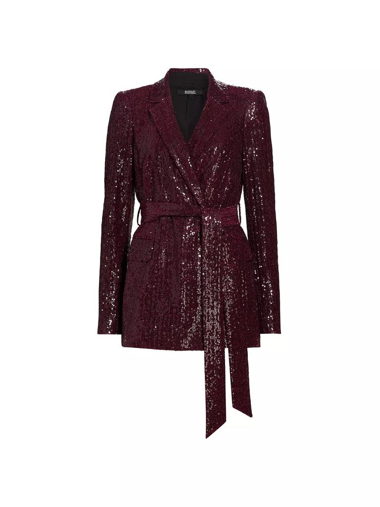 Badgley Mischka Sequined Tie-Waist Blazer