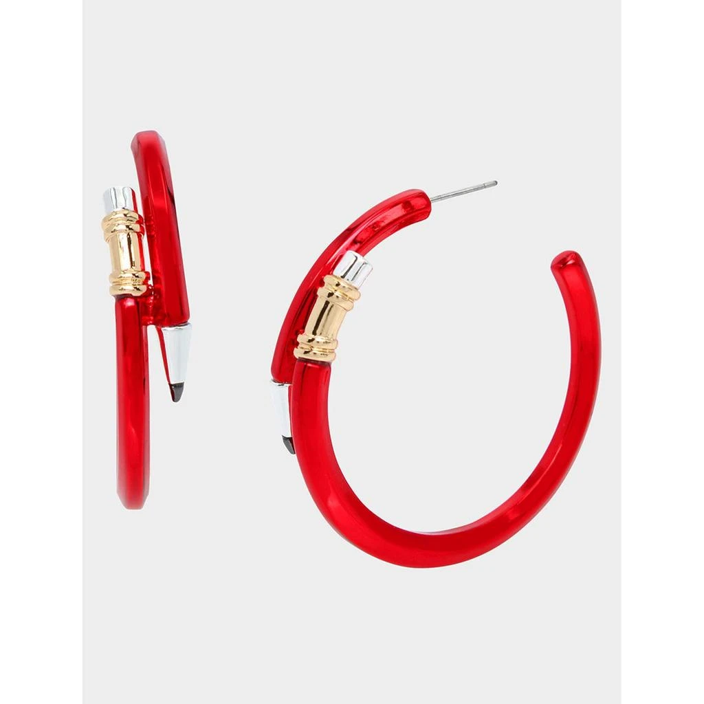 Betsey Johnson Book Smart Pencil Hoop Earrings Red 1
