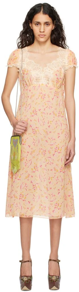 Anna Sui Orange Floral Midi Dress 1