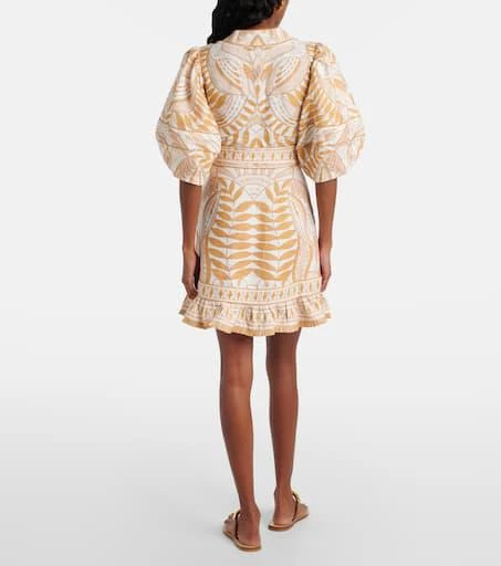 Farm Rio Printed belted linen minidress 3