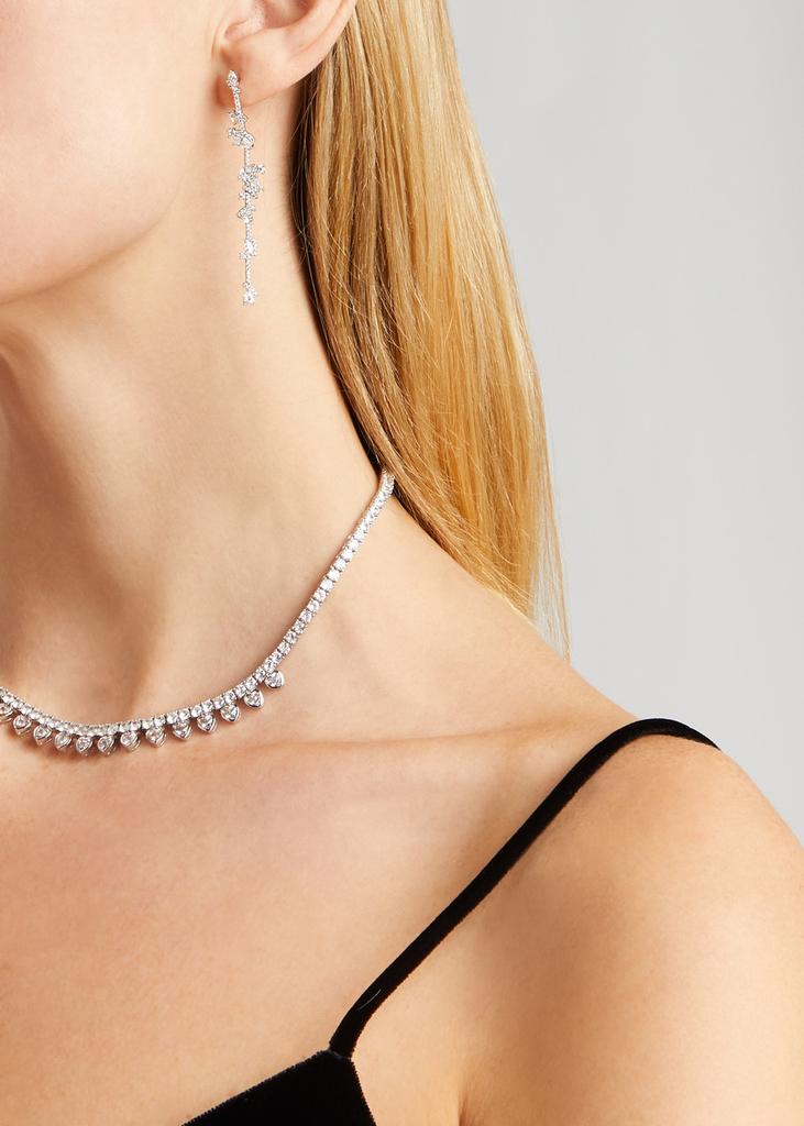 FALLON Staggered rhodium-plated drop earrings