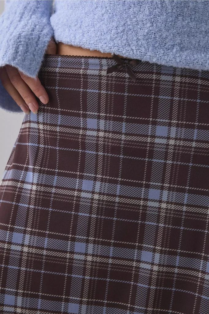 Urban Outfitters UO Suky Plaid Mesh Lace Trim Slip Midi Skirt 2