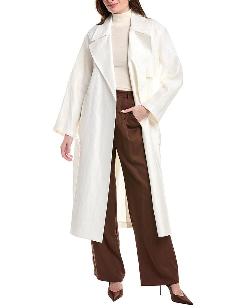 Lafayette 148 New York Belted A-Line Silk-Blend Trench Coat