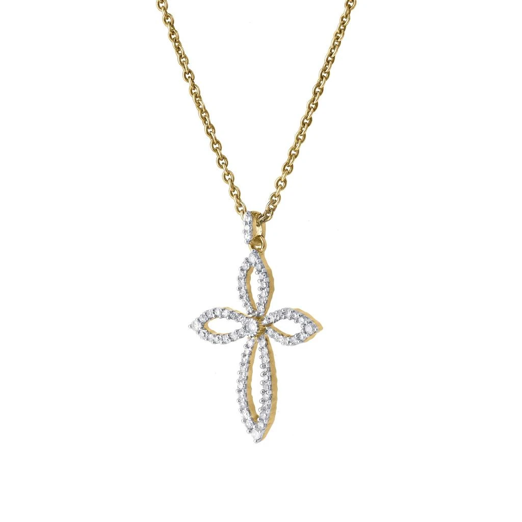 LuvMyJewelry Heavens Whisper 10K Gold Diamond Cross Pendant - 0.25 CT 2