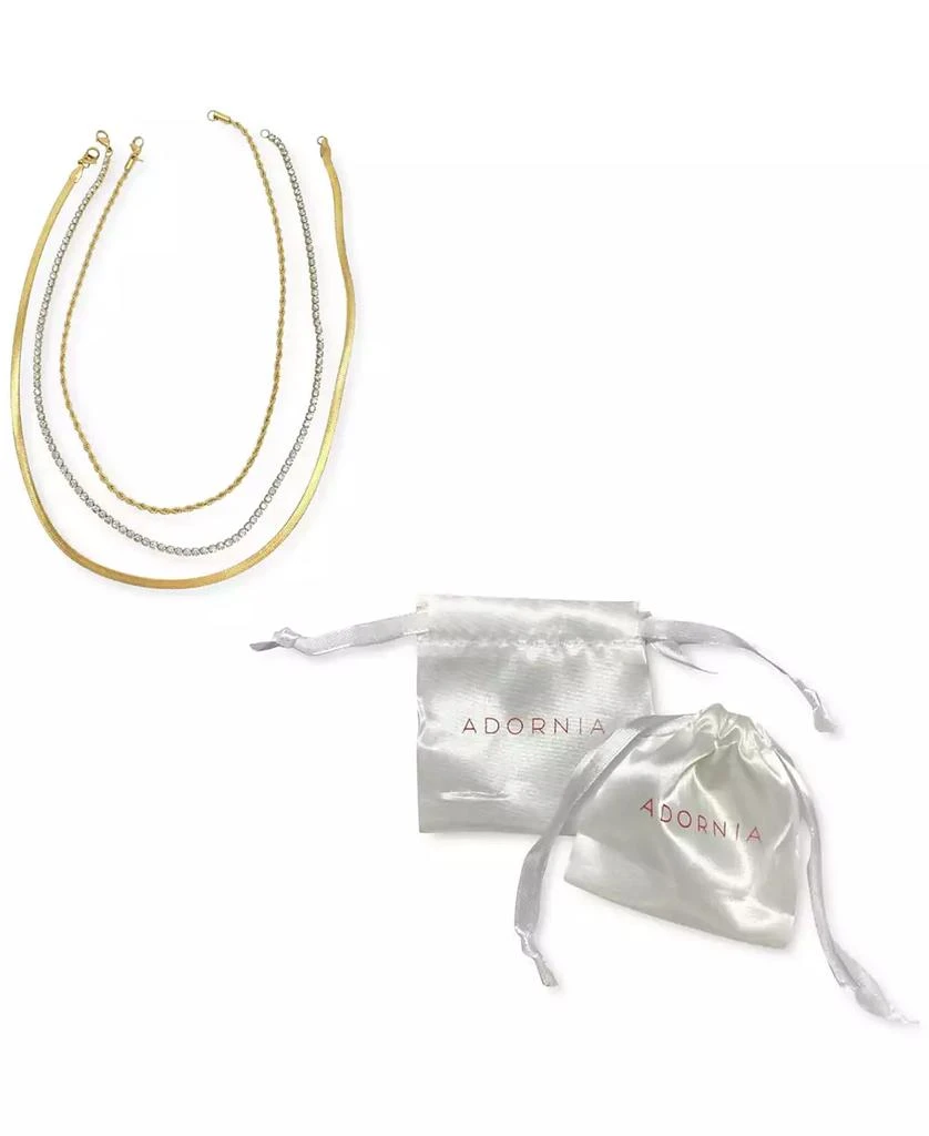 ADORNIA Herringbone Chain, Rope Chain, and Tennis Necklace Set 2