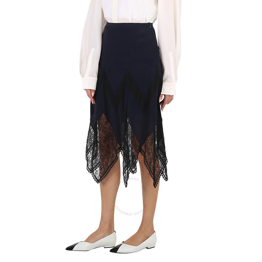 See by Chloé Ladies Blue Midi Lace Skirt