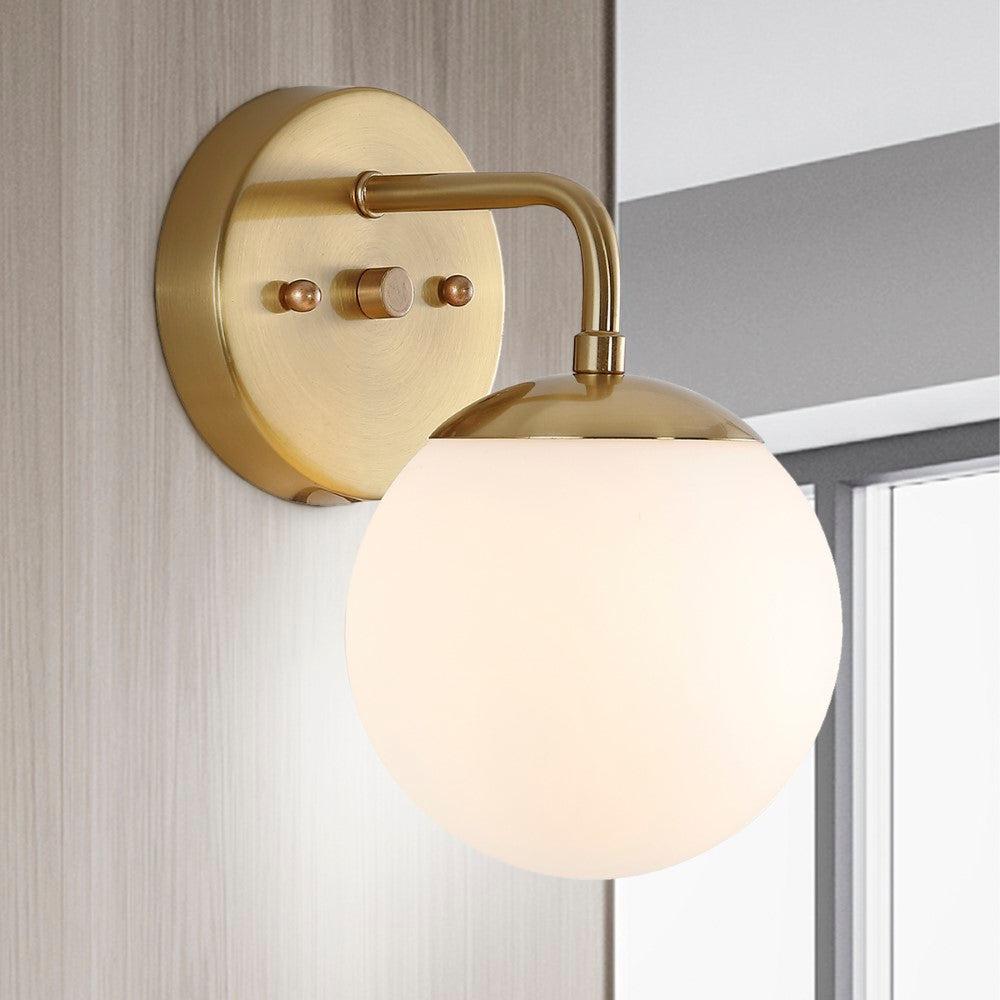 JONATHAN Y Louis Parisian Globe 5.75" 1-Light Metal/Frosted Glass Modern Contemporary LED Vanity