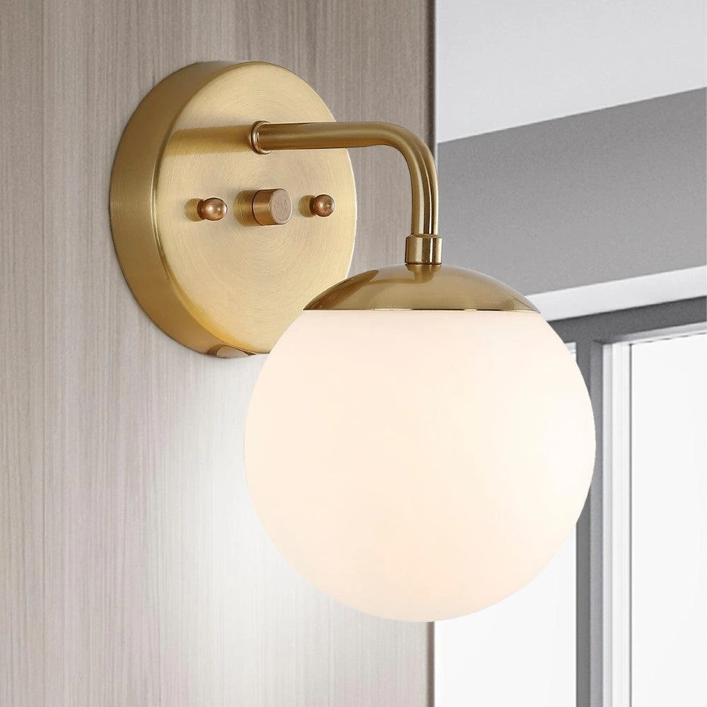 JONATHAN Y Louis Parisian Globe 5.75" 1-Light Metal/Frosted Glass Modern Contemporary LED Vanity 1
