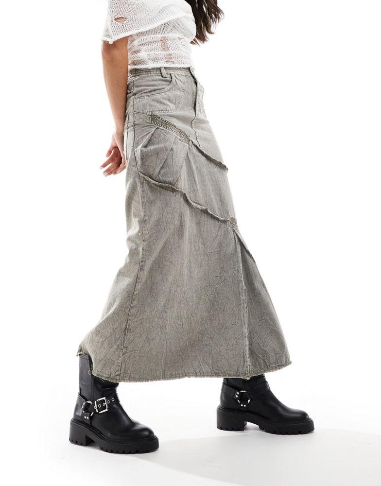 Reclaimed Vintage Reclaimed Vintage seam detail maxi cargo skirt in washed grey
