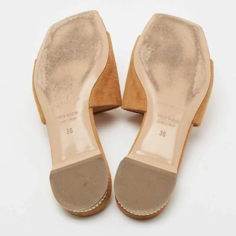 Nicholas Kirkwood Nicholas Kirkwood Tan Suede Pearl Embellished Flat Slides Size 36 6