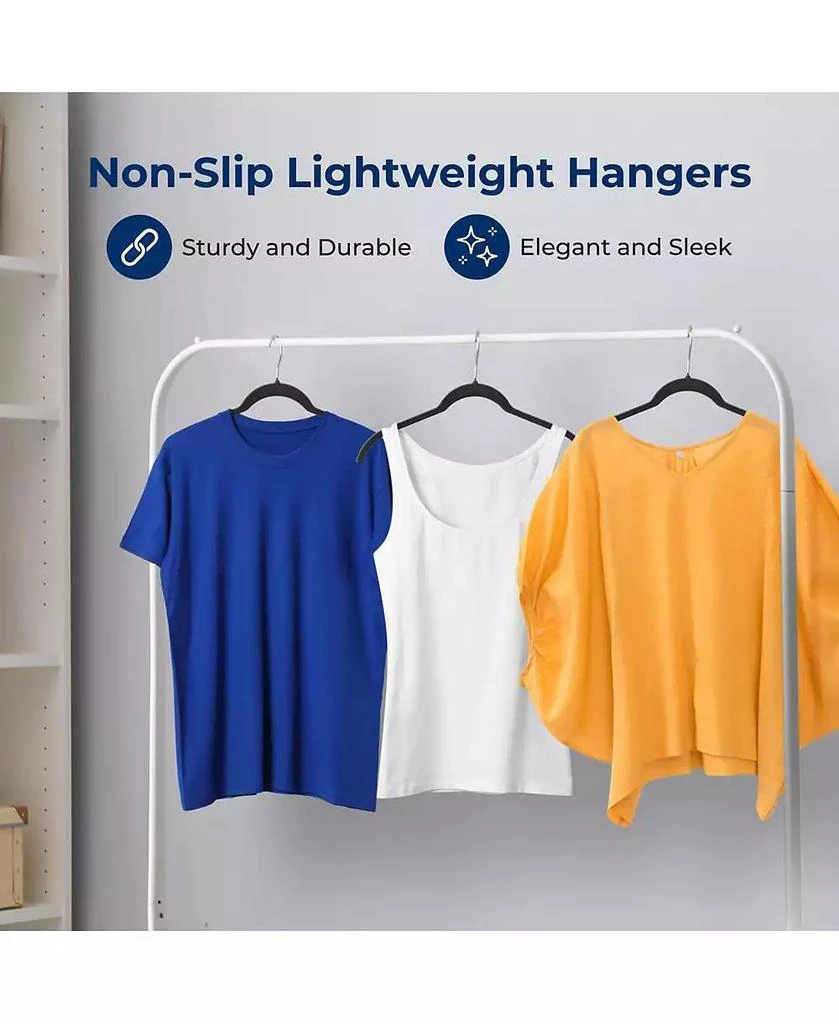 SereneLife 100-Piece Velvet Shirt Hangers - Non-Slip, Sturdy, Space Saving and Heavy Duty Coat Set with 360° Swivel Hook for Clothes (Black 4