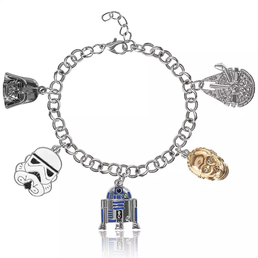 Star Wars Two-Tone Charm Bracelet - Stormtrooper, R2-D2, C-3PO Collectible Jewelry 1