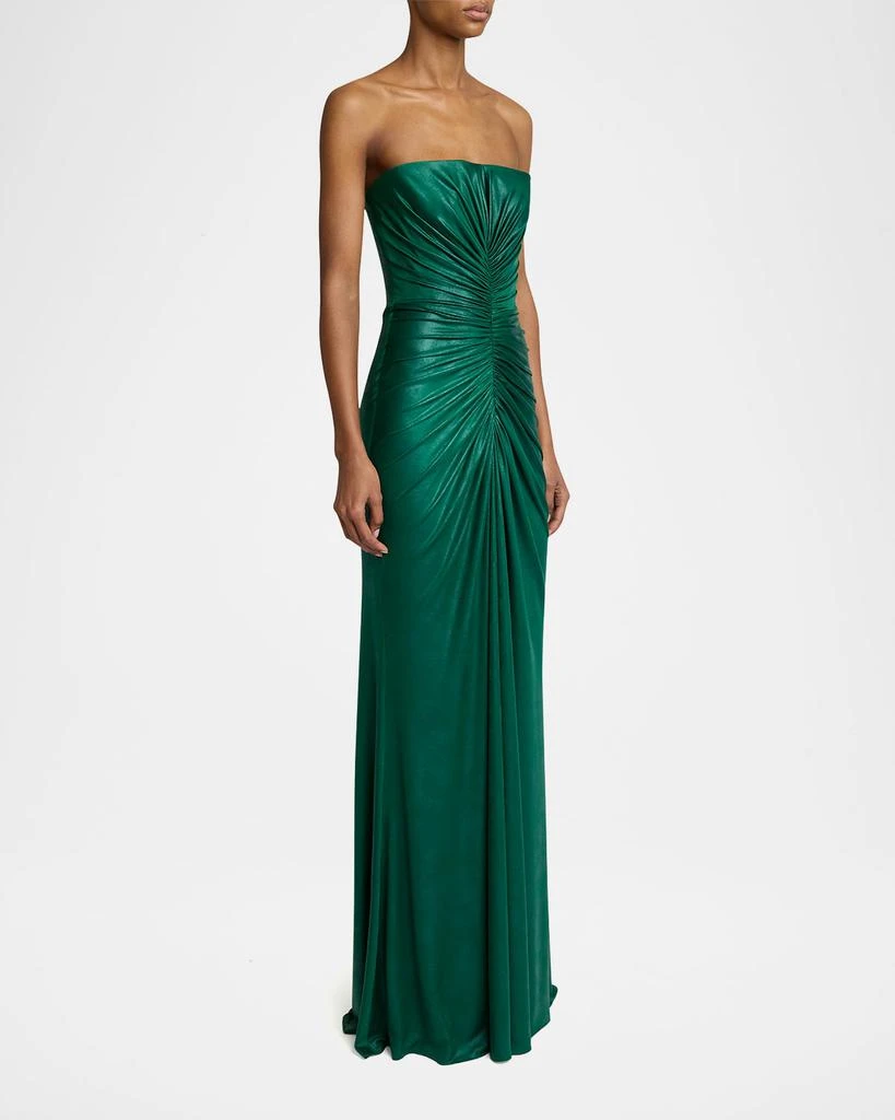 Elie Saab Strapless Ruched Coated Jersey Gown 4