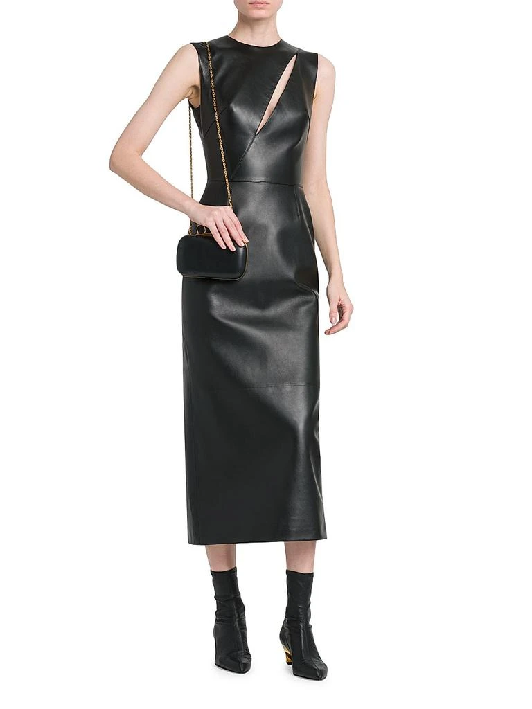 chinese dress ladies ALEXANDER MCQUEEN RUNWAY S/S 2023 BLUE LEATHER BUSTIER DRESS main image 1