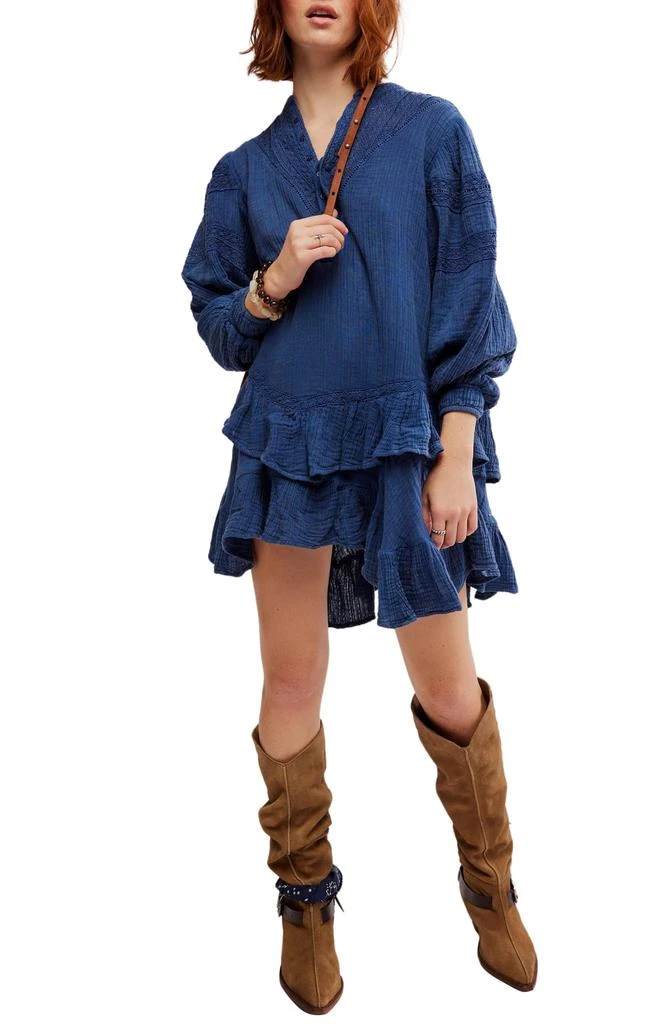 Free People Sachi Long Sleeve Ruffle Minidress 1