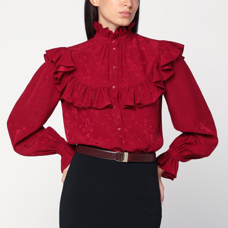 Yves Saint Laurent Red damask silk shirt