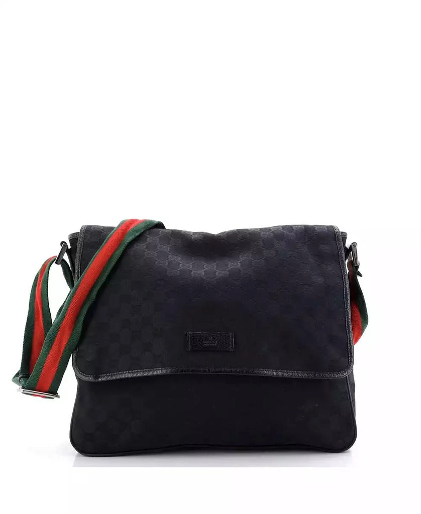 Pre-Owned Gucci Medium Web Strap Flap Messenger GG Canvas