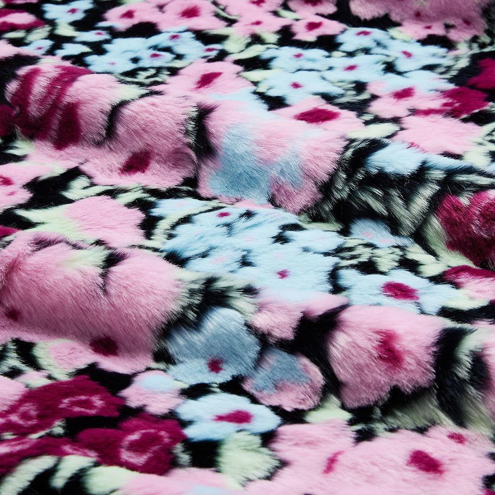 AQUA Floral Faux Fur Throw, 50" x 70" - Exclusive 5