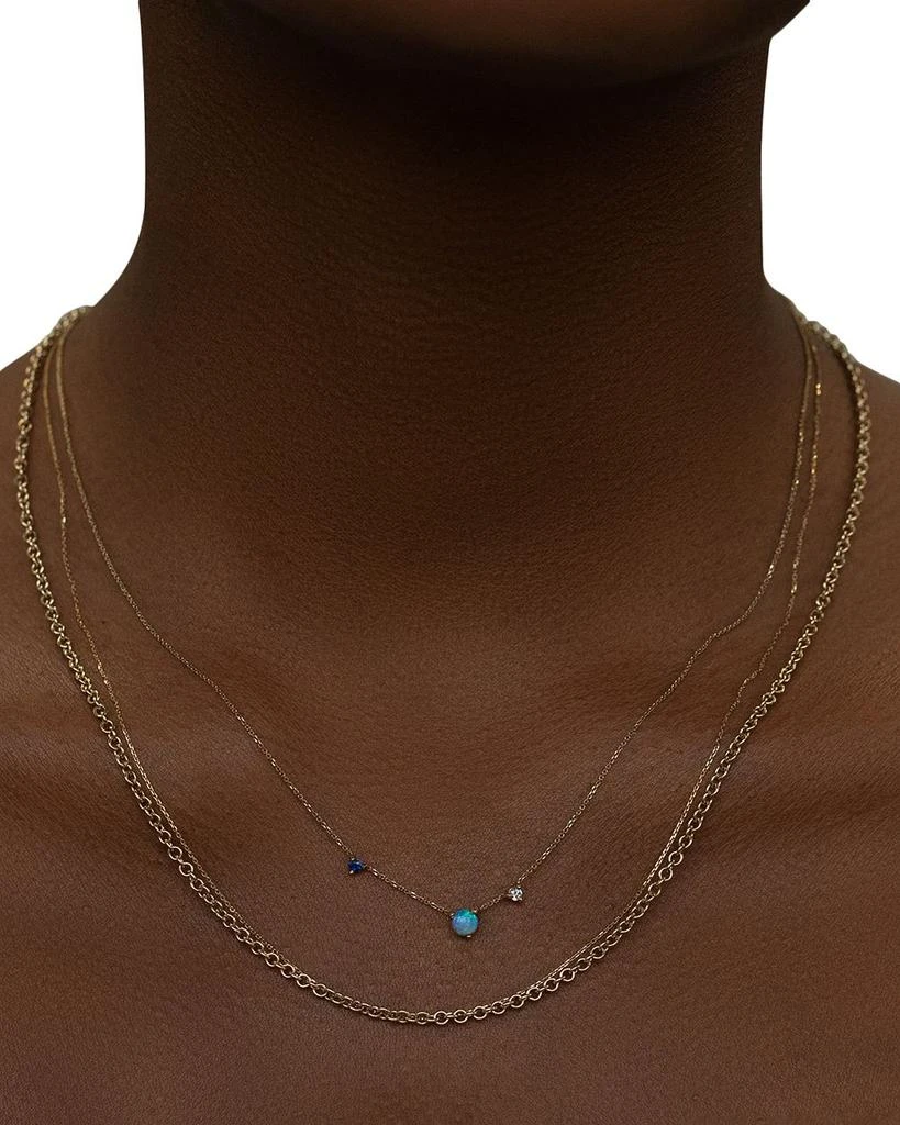 WWAKE 14K Yellow Gold Opal, Sapphire & Diamond Three Step Necklace, 16" 2