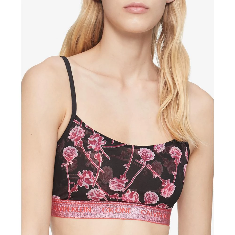 Calvin Klein Women's CK One Unlined Rose-Print Bralette 2