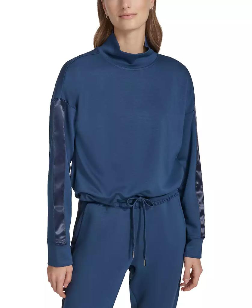 Marc New York by Andrew Marc Women's Mixed-Media Scuba Turtleneck Top