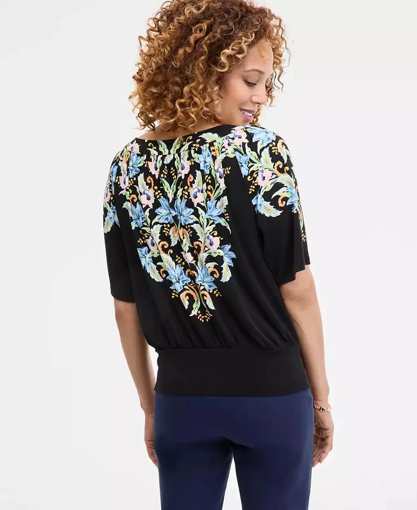 JM Collection Women's Printed Split-Neck Elbow-Sleeve Top, Exclusively at Macy's 2